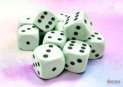 D6 16mm 12-Dice Block CHX25665 - Opaque Pastel Green/Black